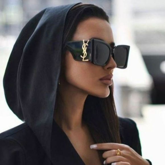 SALE🤍Yves Saint Laurent blaze logo Black Sunglasses - Picture 16 of 16